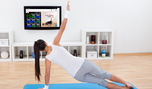 Image of woman taking part in workout at home