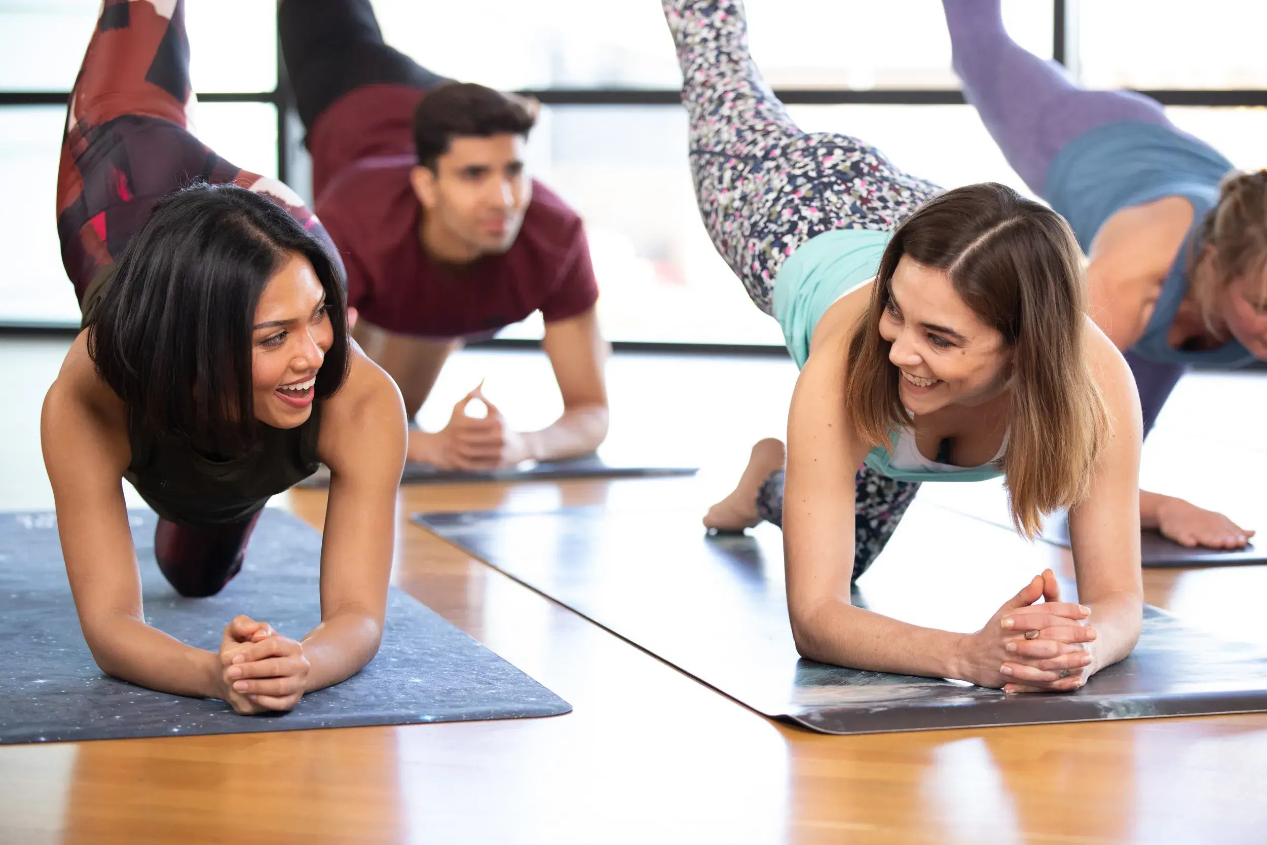 Two ladies enjoying our hatha class