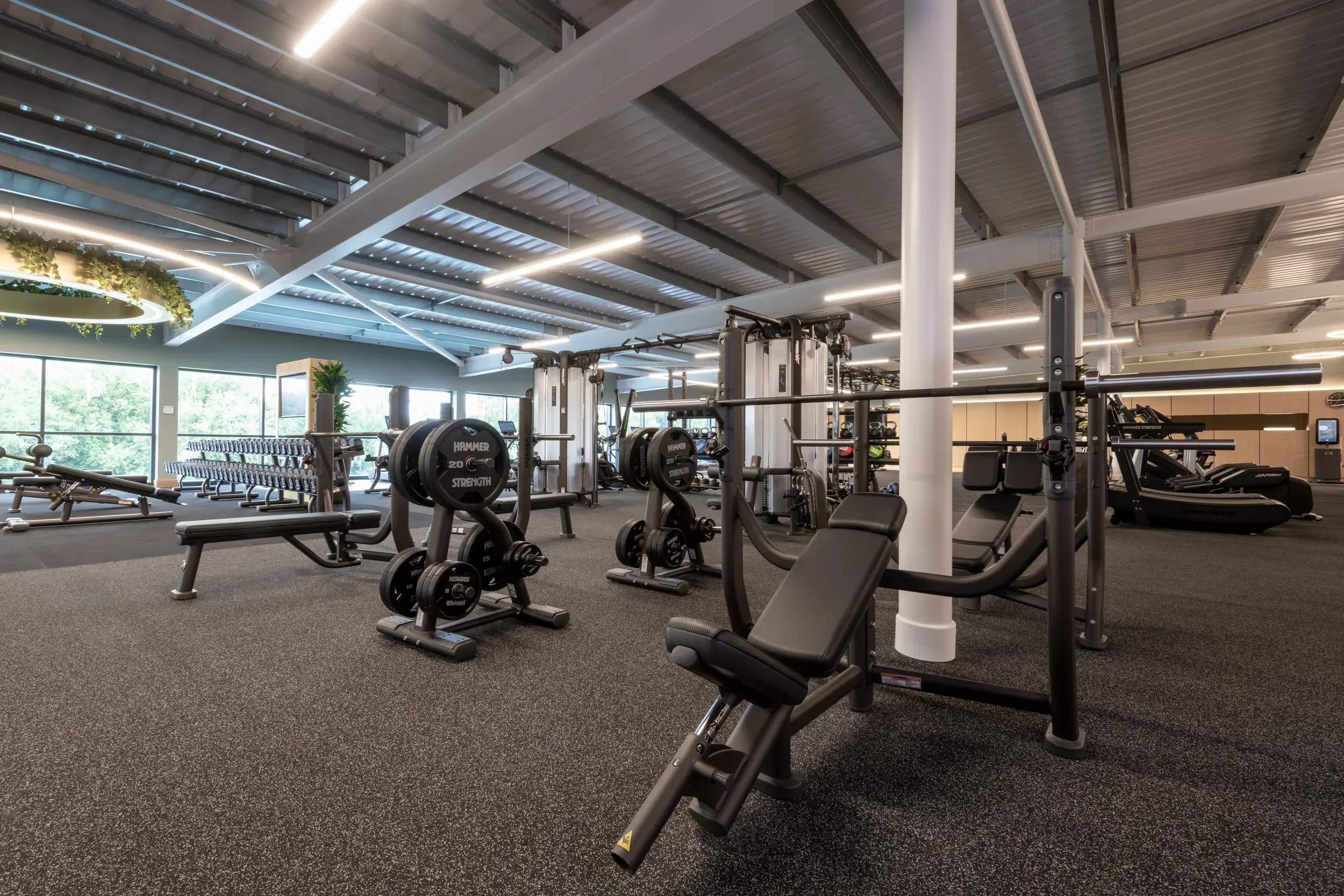 A spread of the state of the art gym equipment available at Colliers Wood