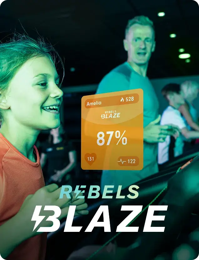 A young girl doing a REBELS BLAZE class - running on a treadmill
