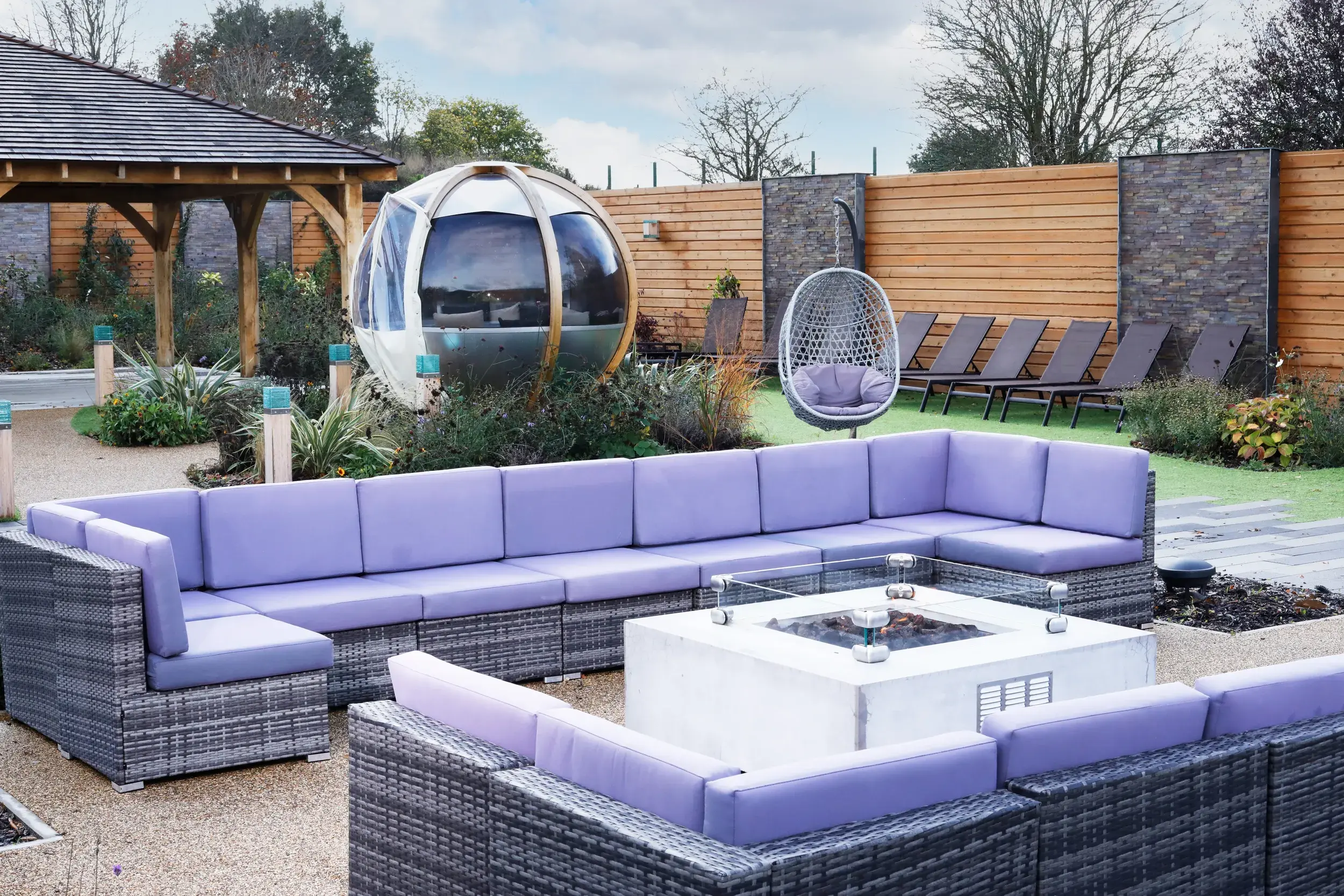 Outdoor spa garden seating area