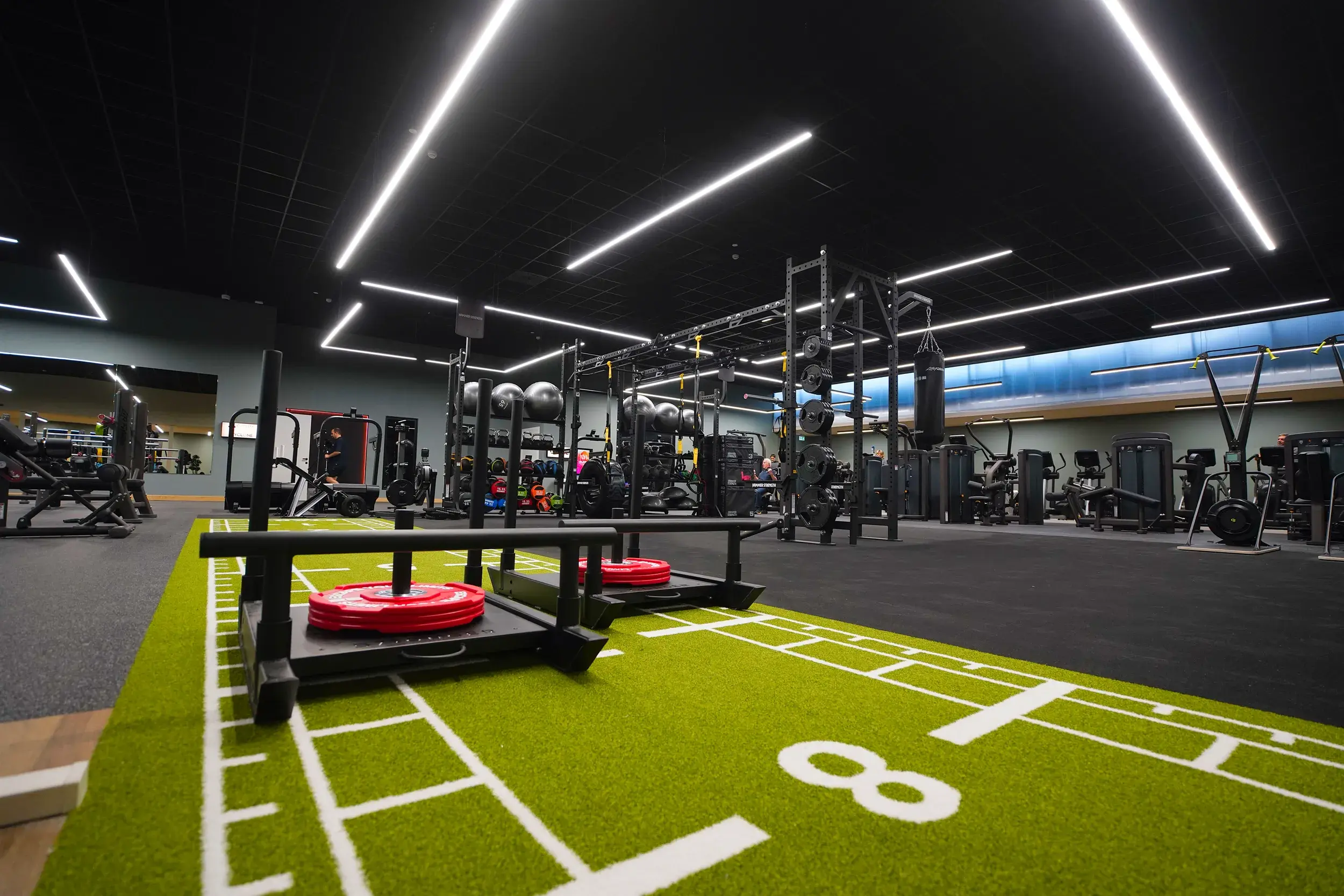 A sled track in the gym