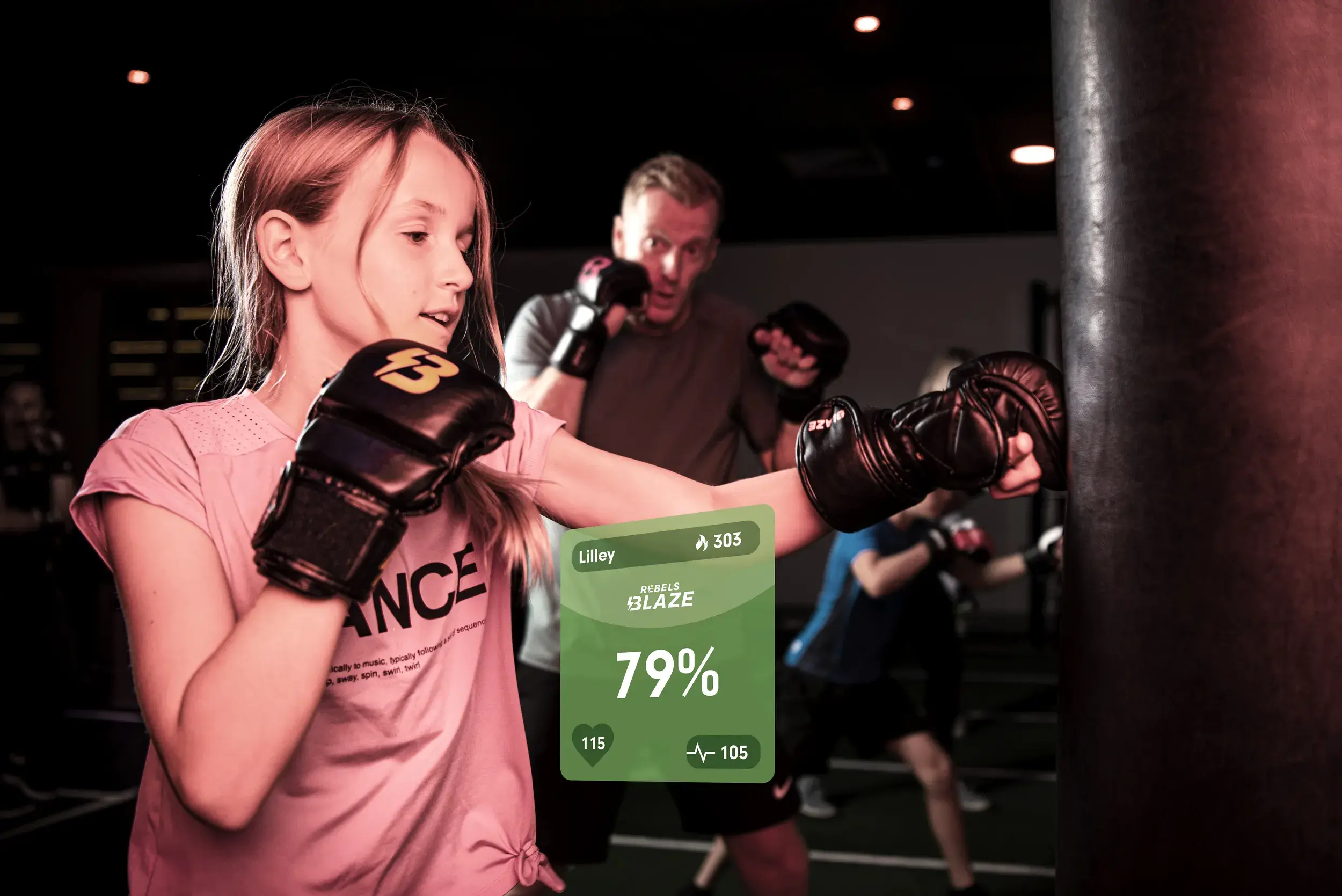 A young girl punching