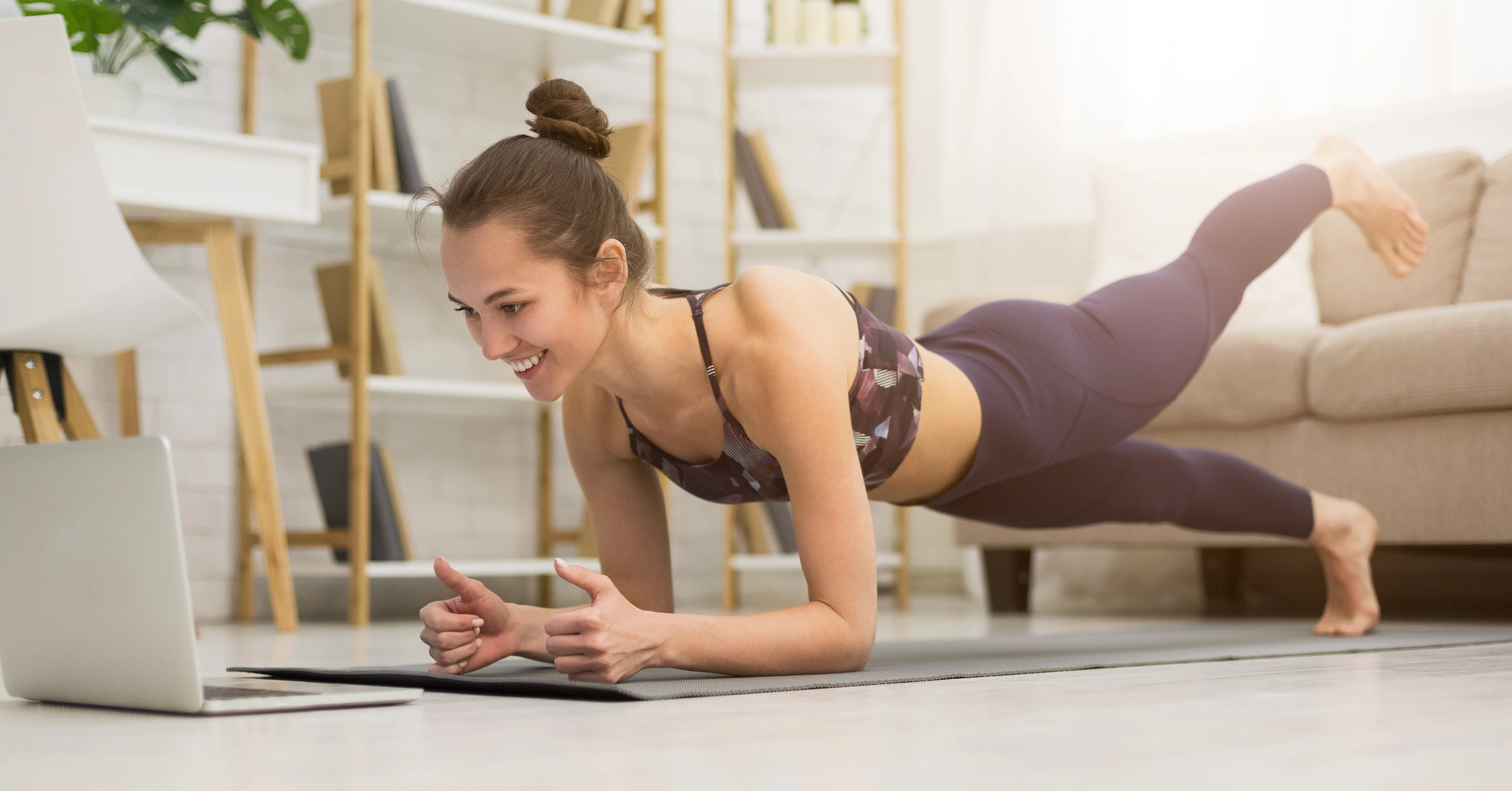 Woman working out on mat