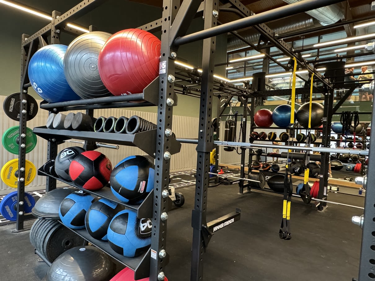 A man working out with a ball