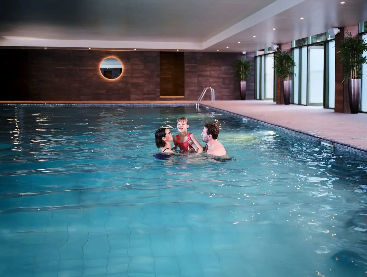 A family in the pool